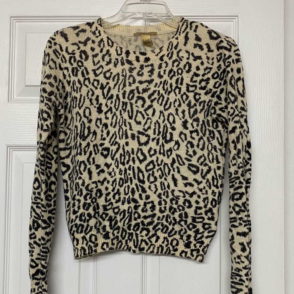 Forever 21 Animal Print Rabbit Hair Blend Sweater Slightly Cropped Sz S